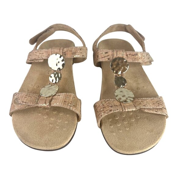 Vionic Womens Rest Farra Cork Sandals With Gold Accent Discs Size 8W - Picture 1 of 10